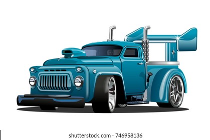 Cartoon retro hot rod isolated on white background. Available EPS-10 vector format separated by groups and layers for easy edit