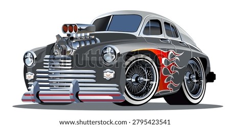 Cartoon retro hot rod isolated on white background. Available EPS-10 vector format separated by groups and layers for easy edit