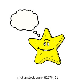 cartoon retro kitsch star with thought bubble