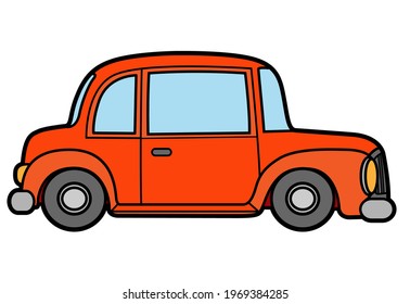 Cartoon retro passenger car outlined for coloring on a white background