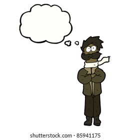 piloto retro de dibujos animados con burbuja de pensamiento
