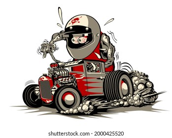 Cartoon retro rat rod. Available EPS-8 vector format separated by groups and layers for easy edit