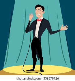 Cartoon Retro Singer Vector Illustration