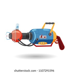 Cartoon retro space blaster, ray gun, laser weapon. Vector illustration. Cartoon style