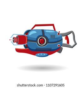 Cartoon retro space blaster, ray gun, laser weapon. Vector illustration. Cartoon style