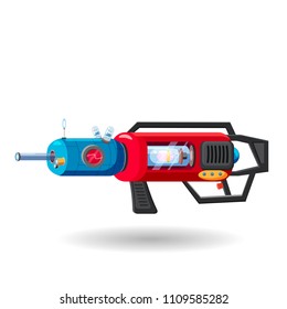 Cartoon retro space blaster, ray gun, laser weapon. Vector illustration. Cartoon style