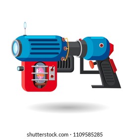 Cartoon retro space blaster, ray gun, laser weapon. Vector illustration. Cartoon style