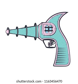 Cartoon retro space blaster, ray gun, laser weapon. Vector illustration.