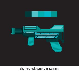 Cartoon Retro Space Blaster, Strahlpistole, Laserwaffe. Vektorgrafik.
