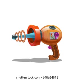 Cartoon Retro Space Blaster, Ray Gun, Laser Weapon. Vector Illustration.