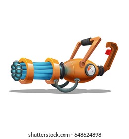 Cartoon Retro Space Blaster, Ray Gun, Laser Weapon. Vector Illustration.