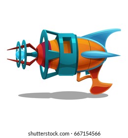 Cartoon Retro Space Blaster, Ray Gun, Laser Weapon. Vector Illustration.