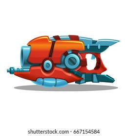 Cartoon retro space blaster, ray gun, laser weapon. Vector illustration.