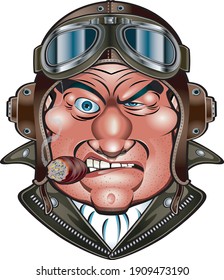 cartoon retro style fighter pilot