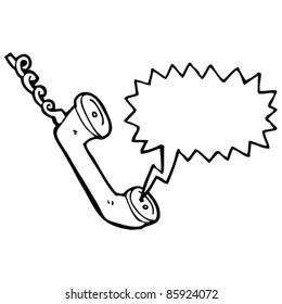teléfono retro de dibujos animados con burbuja de habla