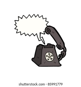teléfono retro de dibujos animados con burbuja de habla