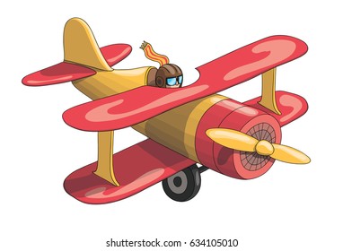 Cartoon Retro Vintage Plane. EPS-10 vector format 