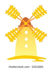 Cartoon retro windmill isolated on a white background.