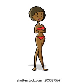 cartoon retro woman in bikini
