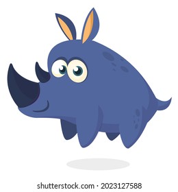 Cartoon rhino character design. Vector illustration
