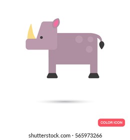 Cartoon rhino color flat icon
