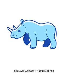 Cartoon rhino, cute character for children. Vector illustration in cartoon style for abc book, poster, postcard. Animal alphabet - letter R.