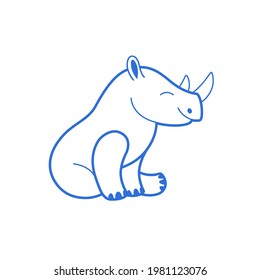 Cartoon rhino, cute character for children. Vector illustration in cartoon style for abc book, poster, postcard. Animal alphabet - letter R.