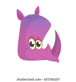 Cartoon rhino head icon. Flat Bright Color Simplified Vector Illustration In Fun Cartoon Style Design