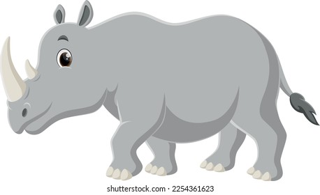 Cartoon rhino isolated on white background
