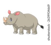 Cartoon rhino on white background