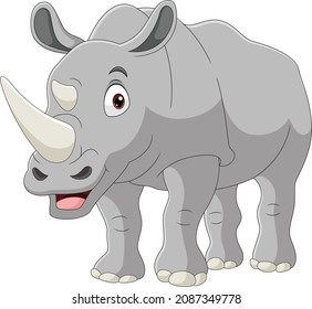 Cartoon rhino on white background