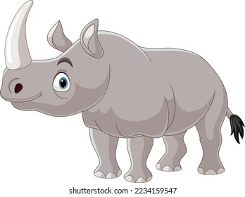 Cartoon rhino on white background