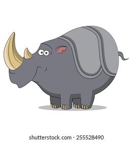 cartoon Rhino. Vector illustration.