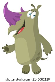 Cartoon rhino. Vector illustration of funny rhinoceros waving