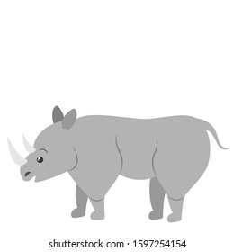 Cartoon rhino. Vector illustration on a white background. Drawing for children.