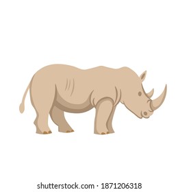 Cartoon rhinoceros on a white background.Flat cartoon illustration for kids.