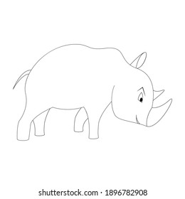 Cartoon rhinoceros outline. Vector illustration isolated on white background. Decoration for greeting cards, posters, flyers, prints for clothes.