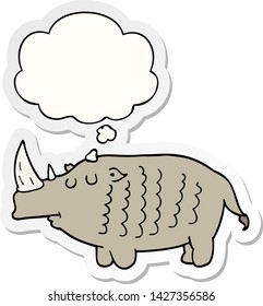 cartoon rhinoceros with thought bubble as a printed sticker