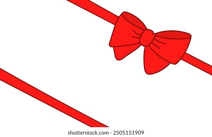 Cartoon ribbon bow for gift cards, presents. Red bow knot for wrapping, birthday, Christmas, New Year,  St Valentine day. Vector illustration