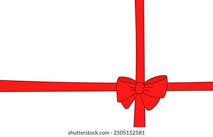 Cartoon ribbon bow for gift cards, presents. Red bow knot for wrapping, birthday, Christmas, New Year,  St. Valentine day. Vector illustration