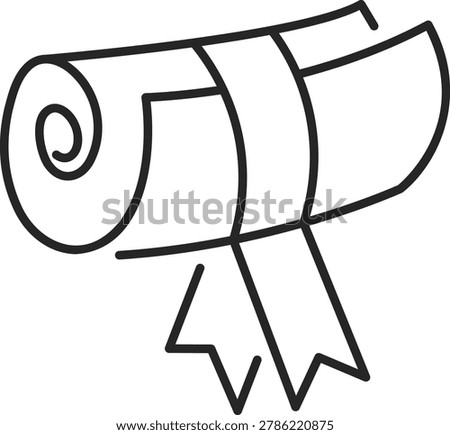 Cartoon ribbon with bow on a gift box isolated on white background, vector, illustration