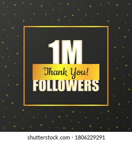 Cartoon ribbon. Creative design. Social media element. Thank you followers. Vector illustration.