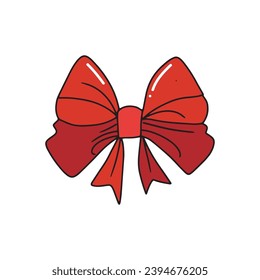 cartoon ribbon element on christmas giftbox
