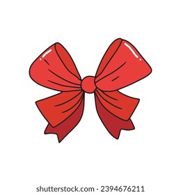 cartoon ribbon element on christmas giftbox