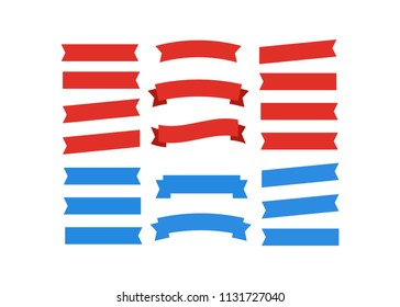 Cartoon ribbon set vector illustration. Banner ribbon vector set. Colored ribbon for decoration