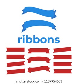 Cartoon ribbon set vector illustration. Banner ribbon vector set. Colored ribbon for decoration