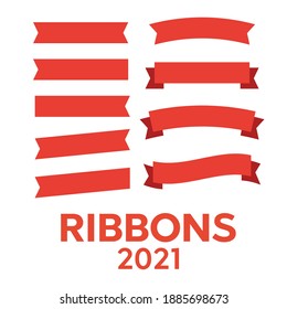 Cartoon ribbon set vector illustration. Banner ribbon vector set. Colored ribbon for decoration