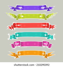Cartoon Ribbons Set2. In the EPS file, each element is grouped separately.