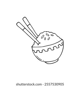 cartoon of rice and bowl