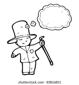 niño rico en caricatura imaginando